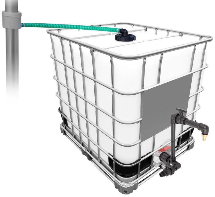 1000l IBC Regenwassertank mit 80m² Fallrohrautomat + Schwanenhals Gartenbewässerung per App steuern